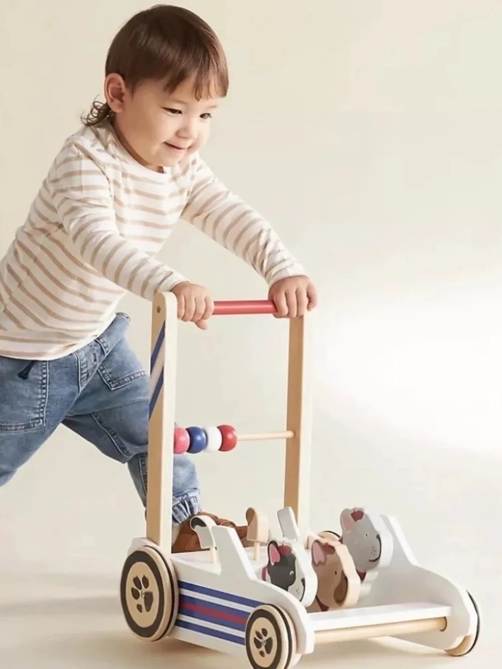 NWT Anthropologie Frenchie Wooden Push Toy